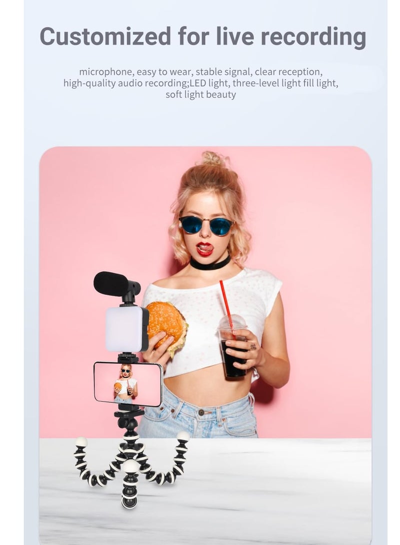 SYOSI Phone Vlog Video Kit Smartphone Vlogging Kit for iPhone & Android Youtube Starter Kit Podcast equipment Includes 3.5 mm audio jack Tripod Shotgun Mic LED Fill Light Holder - Image 4