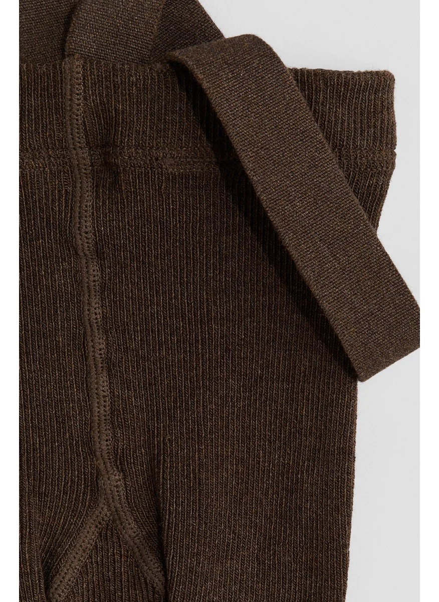 H&M Rib-Knit Leggings With Braces