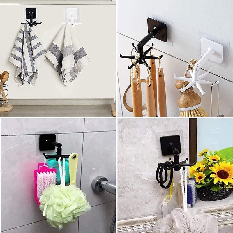 KIDINGTON 360 Degree Rotating Hook | Wall Mounting Kitchen Utensils Rack | Self Adhesive Waterproof Wall Mounted Hanging Rotary Hook for Hanging Bathroom Organizer (Multicolor) (Pack of 2) - Image 3