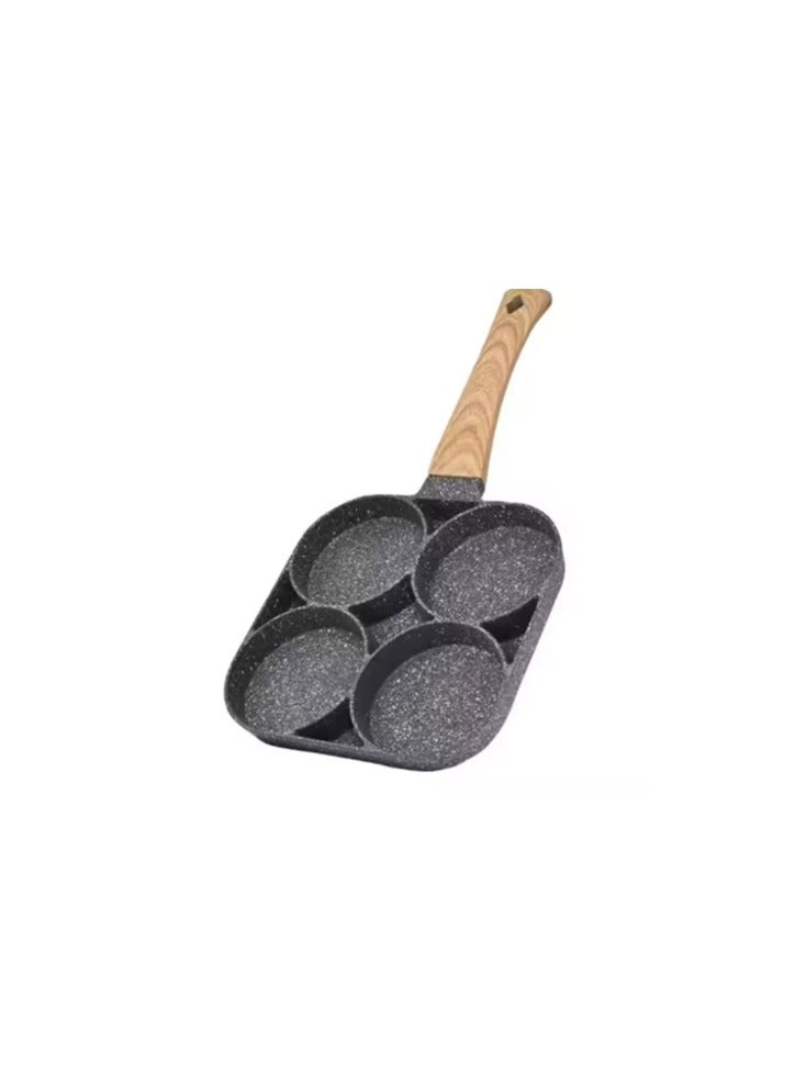 Egg Pan, 4-Hole Non-Stick Coating, Wooden Handle - Image 1