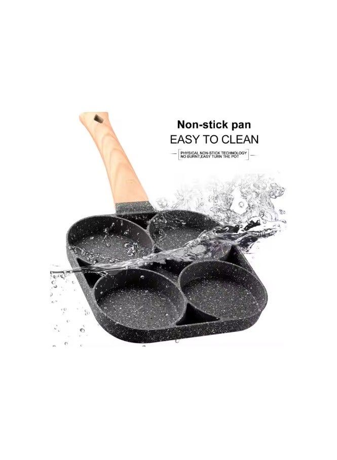 Egg Pan, 4-Hole Non-Stick Coating, Wooden Handle - Image 3