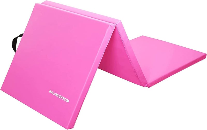 BalanceFrom 6x2 Feet 3-Panel Folding Gymnastics Mat – 1.5-Inch Thick Pad with Vinyl Surface and Carrying Handles for Tumbling, Yoga, Pilates, Home Workouts, and Martial Arts - Image 1