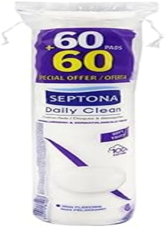 SEPTONA Septona Round Cotton Pads for Daily Cleaning - Promo 60+60 Pieces 