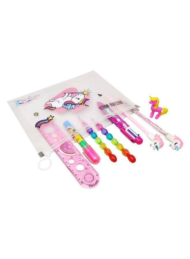PARTEET Transparent Unicorn Pouch with 1 Pouch, 1 Sequin Pen, 1 Unicorn Pen, 1 Unicorn Pencil, 2 Stack, 1 Unicorn Eraser, 1 Pen Type Eraser, 1 Scale - Image 4