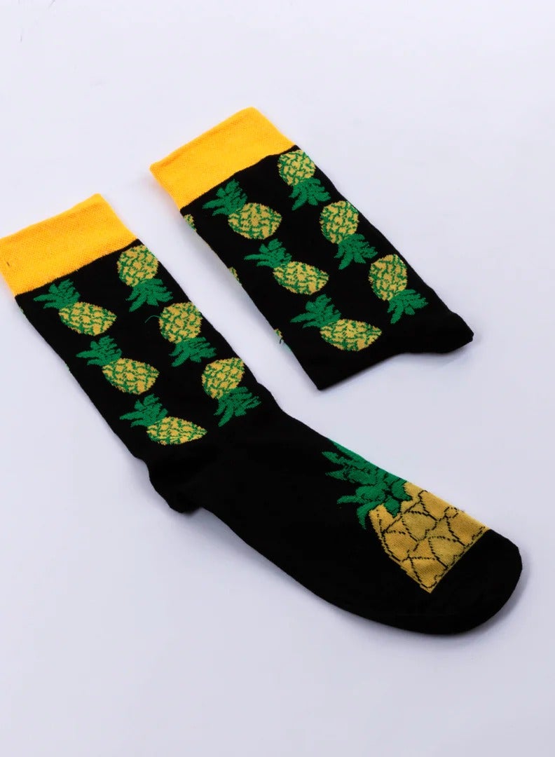جوارب الأناناس الأسود – جوارب أنيقة ومريحة بطابع الفواكه الاستوائية للرجال والنساء والأطفال