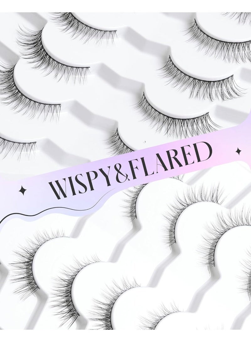 معجب 10 قطع من الرموش الطبيعية، رموش قصيرة، رموش خفيفة، رموش طبيعية بمظهر طبيعي، رموش صناعية خفيفة، رموش صغيرة - Image 4