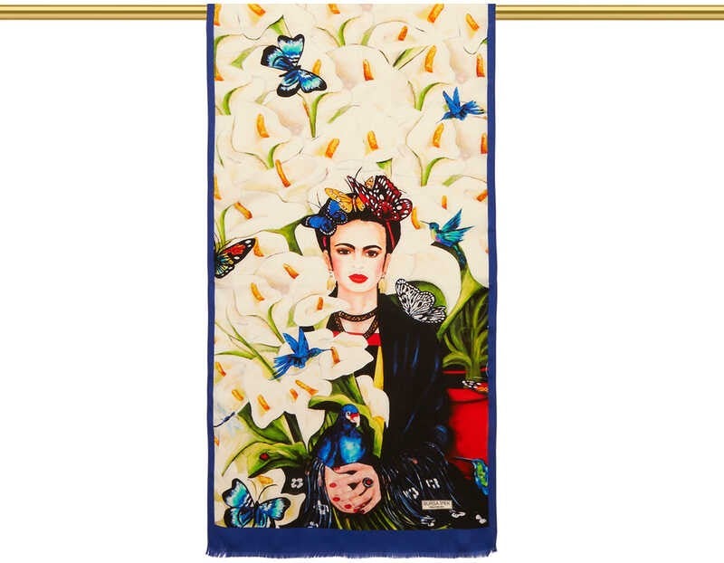 Bursa İpek Bursa Silk White Frida Silk Painting Scarf  - Image 2