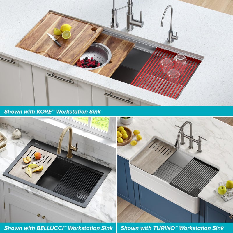Kraus Multipurpose Workstation Sink Roll-Up Dish Drying Rack, Colander and Trivet in Black, KRM-11BL - Image 4