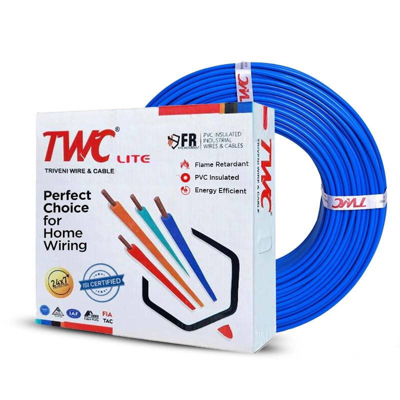 TWC Lite Single Core Electrical Wire Blue 90 Meter 15 SQMM PVC electrical insulated copper wire Cable for Domestic Industrial Connection purpose Flame Resistant - Image 1