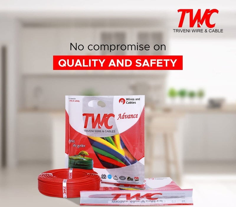 TWC Lite Single Core Electrical Wire Blue 90 Meter 15 SQMM PVC electrical insulated copper wire Cable for Domestic Industrial Connection purpose Flame Resistant - Image 5