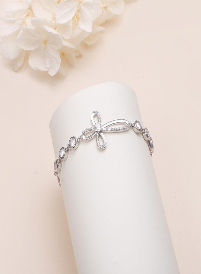 Ladytree Sterling Silver Cross Bracelet for Women Adjustable Christian Faith Bracelet Religious Jewelry Gift for Her - Image 3