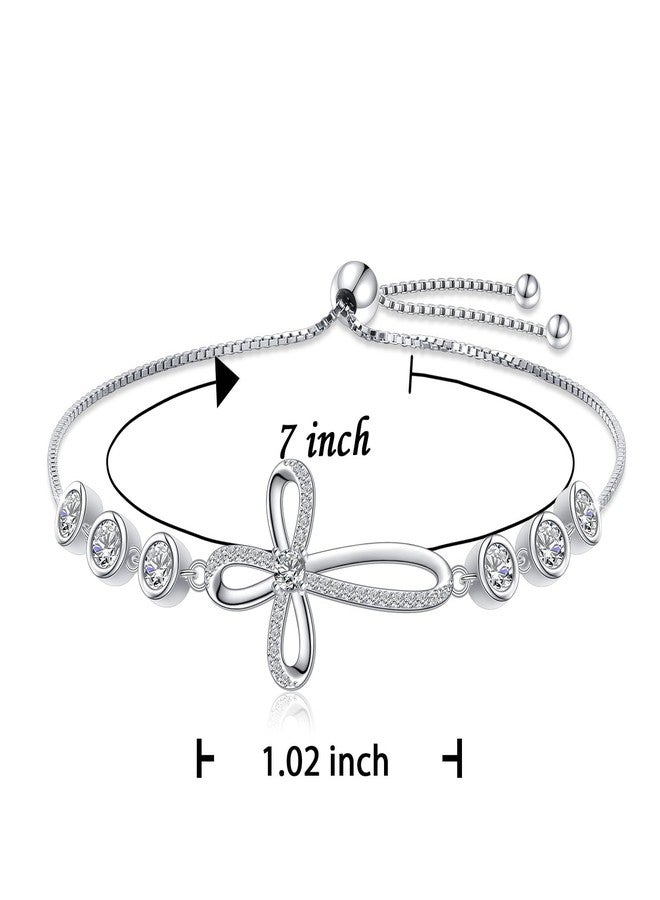 Ladytree Sterling Silver Cross Bracelet for Women Adjustable Christian Faith Bracelet Religious Jewelry Gift for Her - Image 5