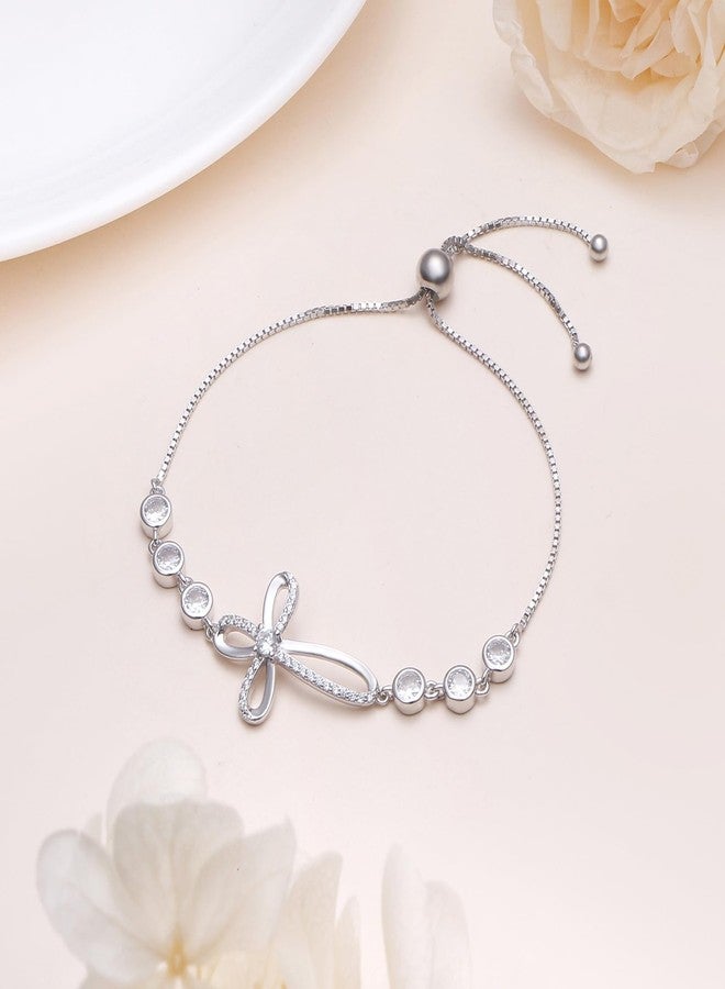 Ladytree Sterling Silver Cross Bracelet for Women Adjustable Christian Faith Bracelet Religious Jewelry Gift for Her - Image 2