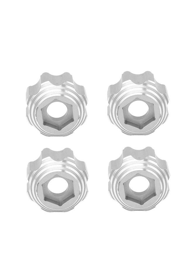 4pcs 8x32 to 17mm Hex Adapters for 8x32 3.8in Wheels Electric Car Truck Option Parts Aluminum Alloy Silver