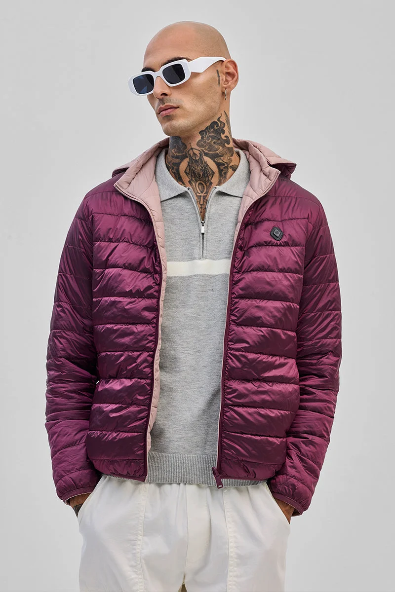 SNITCH جاكيت منتفخ وردي قابل للعكس