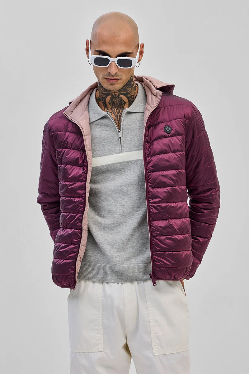 SNITCH جاكيت منتفخ وردي قابل للعكس