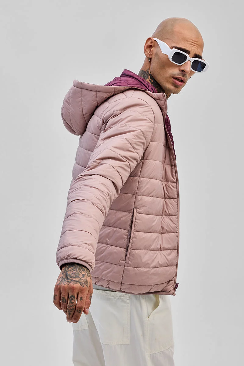 SNITCH جاكيت منتفخ وردي قابل للعكس