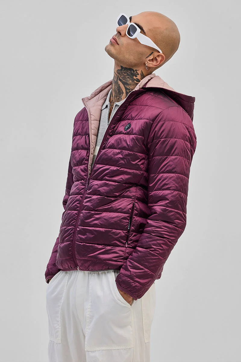 SNITCH جاكيت منتفخ وردي قابل للعكس
