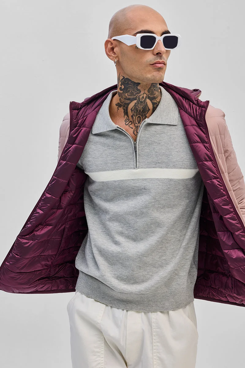 SNITCH جاكيت منتفخ وردي قابل للعكس