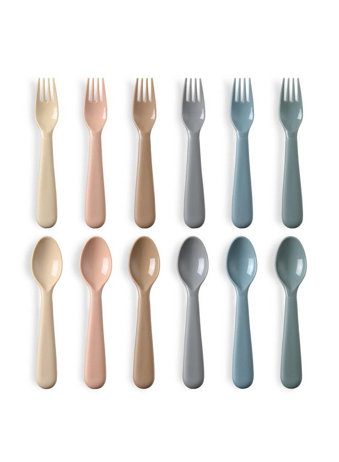 POIKSHARK 12 Pieces Toddler Utensils Set, Plastic Spoons and Forks Set for Kids, Children Safe Flatware, Plastic Reusable Cutlery, BPA Free, Dishwasher Safe - Image 1