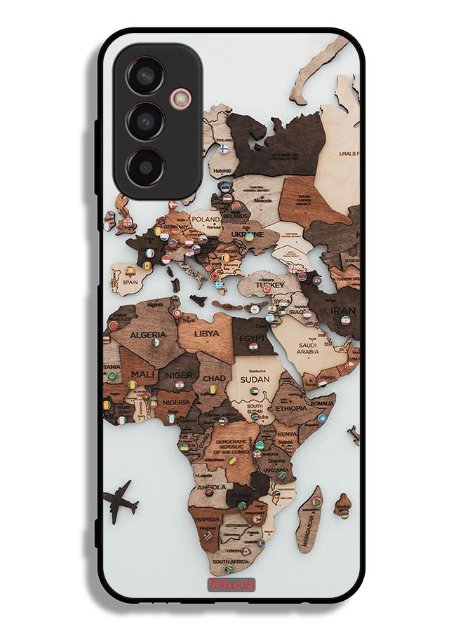 Tolwak Samsung Galaxy M13 Protective Case Cover World Map Art - Image 2
