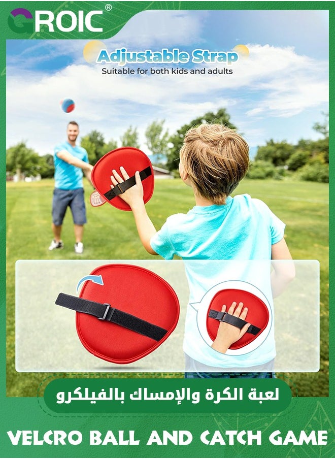 GROIC - Kids Velcro Catching Balls Set,Toss and Catch Ball Game Set,Baseball Glove Sticky Mitt,Yard Games Beach Toys,Paddle Ball Family Backyard Games,Kids Outdoor Games Baseball Game - Image 1