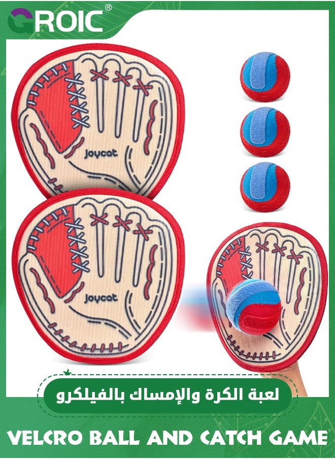 GROIC - Kids Velcro Catching Balls Set,Toss and Catch Ball Game Set,Baseball Glove Sticky Mitt,Yard Games Beach Toys,Paddle Ball Family Backyard Games,Kids Outdoor Games Baseball Game - Image 1