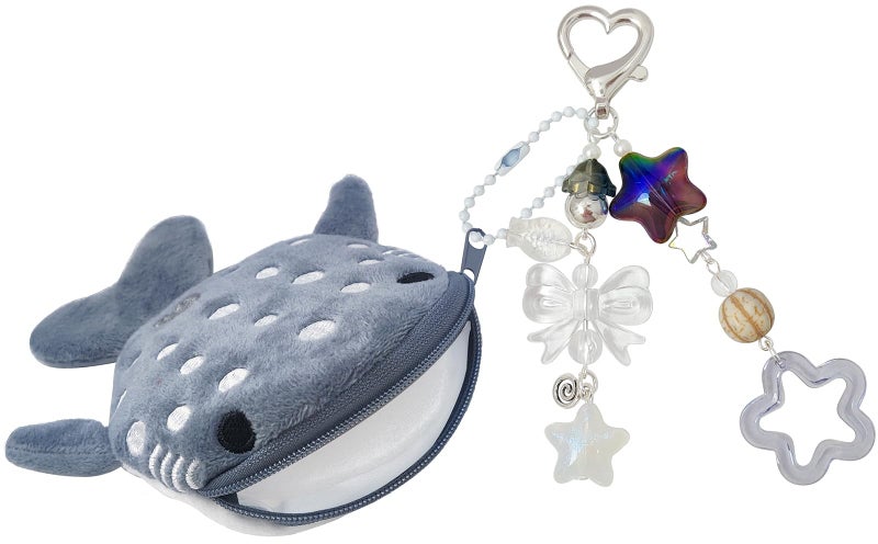 Nalefow Cute Keychain Whale Shark Coin Purse Keychain Cute Plush Zipper Change Pouch, Kawaii Handmade Wallet for Women (Grey) - Image 1