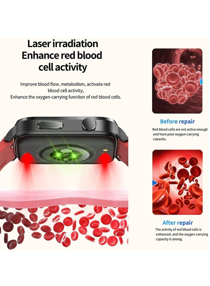 F100 ساعة ذكية، مراقب ECG لمستوى السكر في الدم، شاشة تعمل باللمس عالية الدقة بحجم 1.7 بوصة، متعقب للياقة البدنية مع مراقبة معدل ضربات القلب / الأكسجين في الدم / النوم / تذكير الرسائل، 24 وضعًا رياضيًا - Image 3