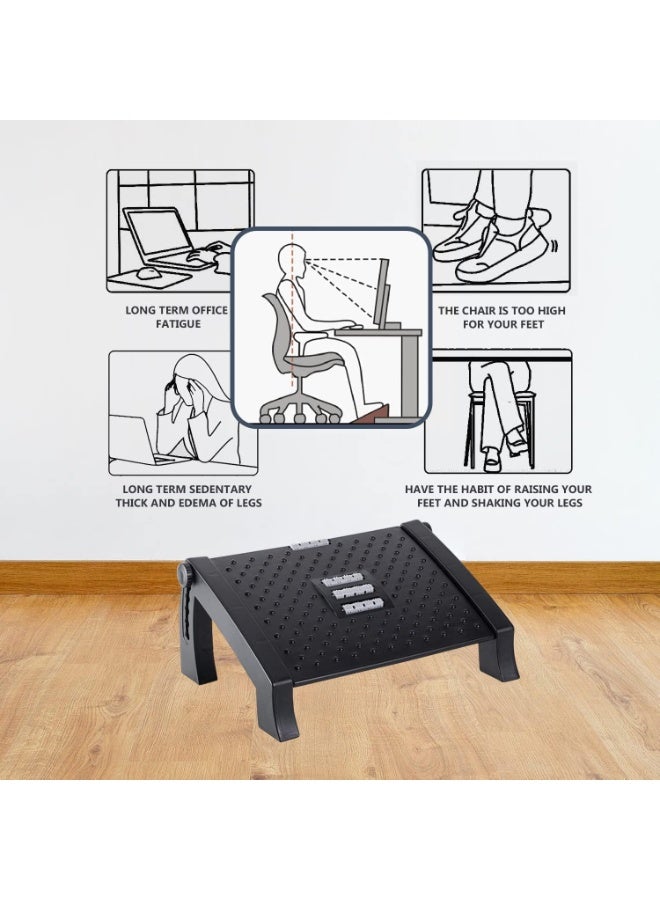 Foot Rest, Adjustable Height Foot Rest for Under Desk at Work, Ergonomic Foot Stool Under Desk for office, Under Desk Footrest with Large Roller Massage, Comfortable Desk Foot Rest for Pressure Relief - Image 4
