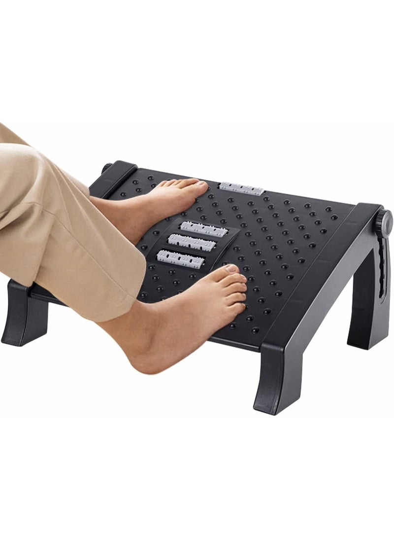Foot Rest, Adjustable Height Foot Rest for Under Desk at Work, Ergonomic Foot Stool Under Desk for office, Under Desk Footrest with Large Roller Massage, Comfortable Desk Foot Rest for Pressure Relief - Image 1