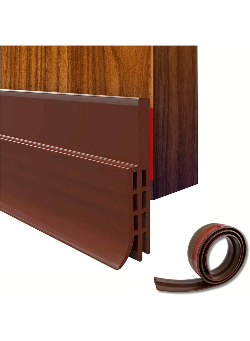 Door Seal Strip for Blocking Bugs, Air, Dust - Self Adhesive, Silicone Door Draft Stoppers for Bottom of Door - Soundproof, Weather Stripping - Under the Door Draft Guard - 1 Meter (Brown) - Image 1