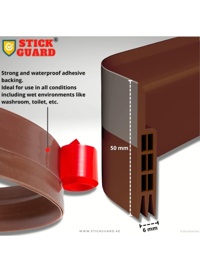 Door Seal Strip for Blocking Bugs, Air, Dust - Self Adhesive, Silicone Door Draft Stoppers for Bottom of Door - Soundproof, Weather Stripping - Under the Door Draft Guard - 1 Meter (Brown) - Image 3