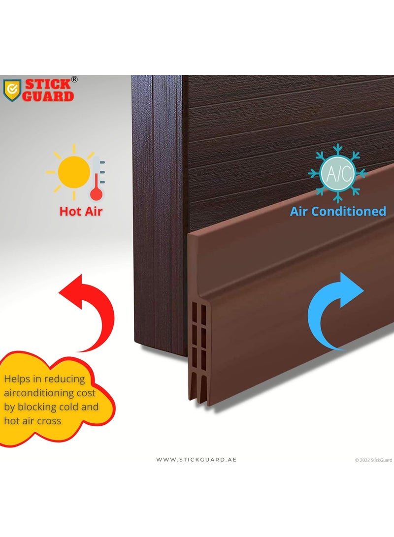 Door Seal Strip for Blocking Bugs, Air, Dust - Self Adhesive, Silicone Door Draft Stoppers for Bottom of Door - Soundproof, Weather Stripping - Under the Door Draft Guard - 1 Meter (Brown) - Image 4