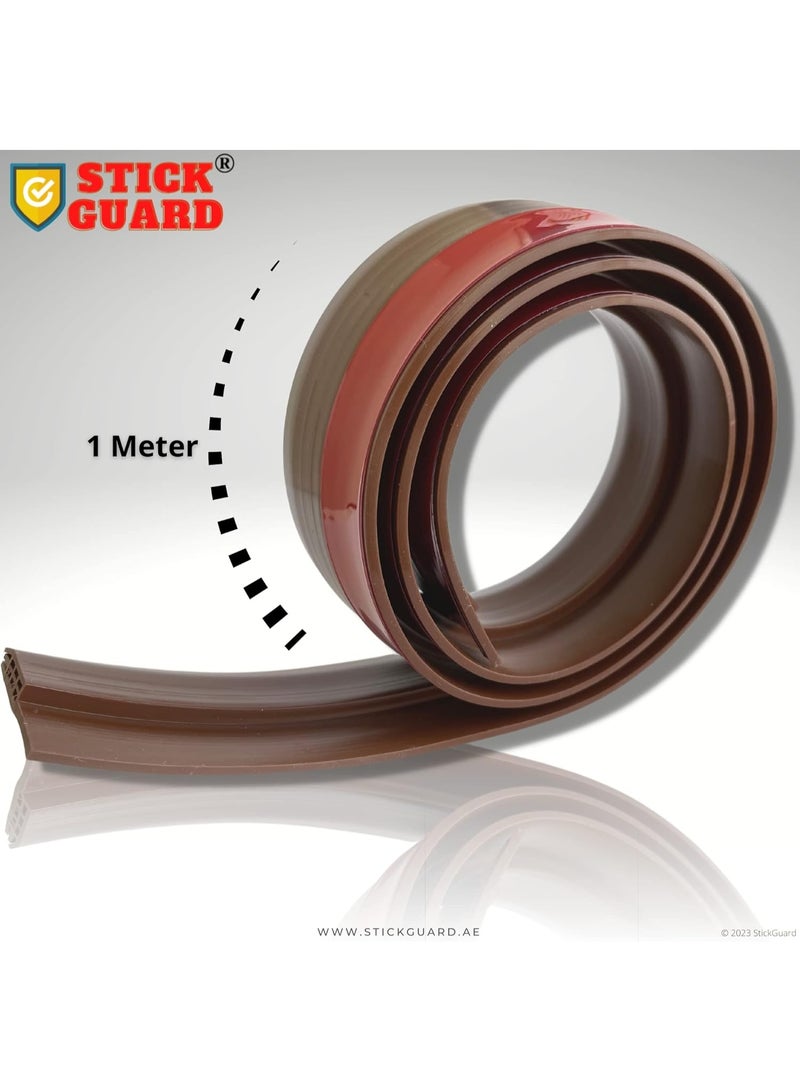 Door Seal Strip for Blocking Bugs, Air, Dust - Self Adhesive, Silicone Door Draft Stoppers for Bottom of Door - Soundproof, Weather Stripping - Under the Door Draft Guard - 1 Meter (Brown) - Image 5
