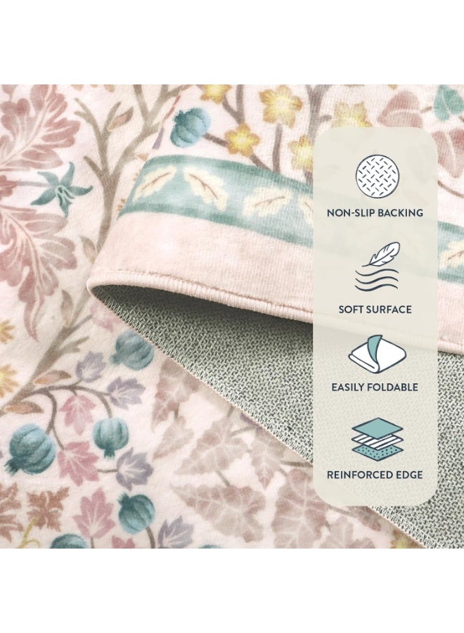 Arabest Floral Washable Rugs 160*230cm, Soft 160*230cmArea Rugs for Living Room Bedroom, Boho Non-Slip Pink Forest Design Large Throw Carpet for Farmhouse Dining Room Office Giverny, Pink - Image 3