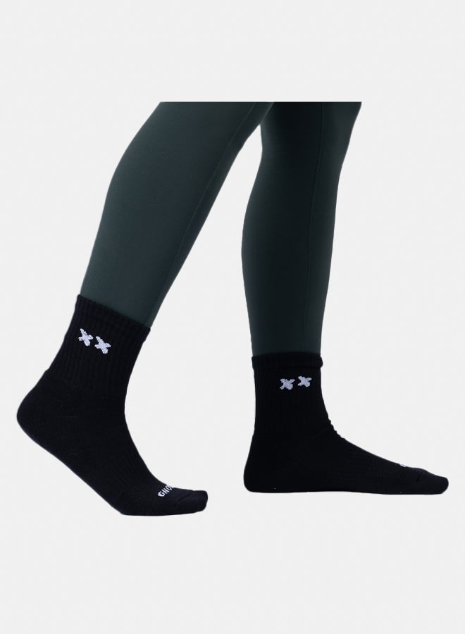 Ghost Cushioned Mid-Crew Socks (4 Pairs) - Black - Image 1