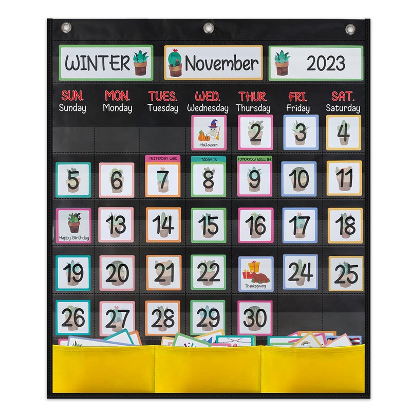 Educational Kids Calendar Classroom Decoration black-cactus 