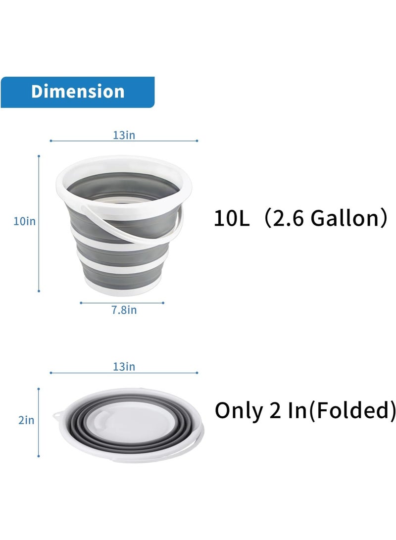 موندا دلو قابل للطي 10 لتر دلو تنظيف دلو ممسحة قابل للطي محمول صغير من البلاستيك إمدادات المياه للحديقة الخارجية والتخييم وصيد الأسماك وغسيل السيارات وتوفير المساحة - Image 2