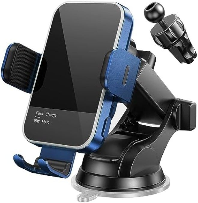 Mosurr Wireless Car Charger,【7 Colored RGB Backlit】 Mosurr 15W Auto Clamping Phone Holders for Your car fit for iPhone 16 15 14 Mini Pro Max, Samsung Galaxy S25 Ultra S24 S23+, etc, Fathers Day for Gifts - Image 1