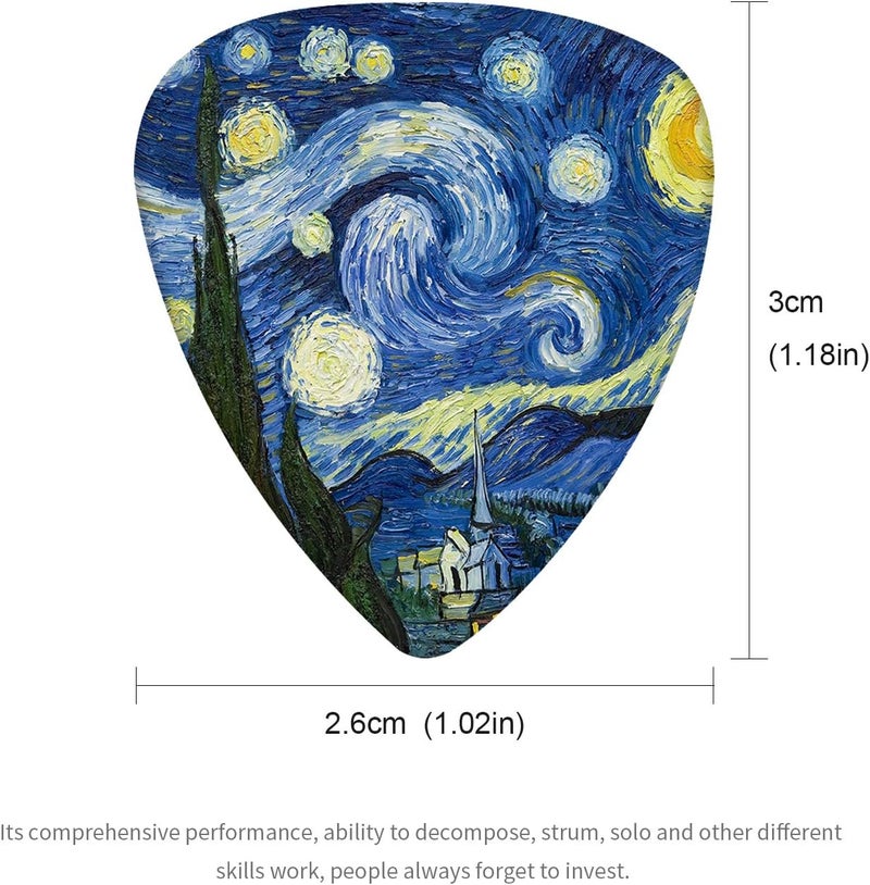 BestSounds 12 Pack Celluloid Guitar Picks Set, Van Gogh Guitar Picks, Metal Pick Storage Box - Unique Guitar Gift For Bass, Electric & Acoustic Guitars (0.71mm) - Image 2