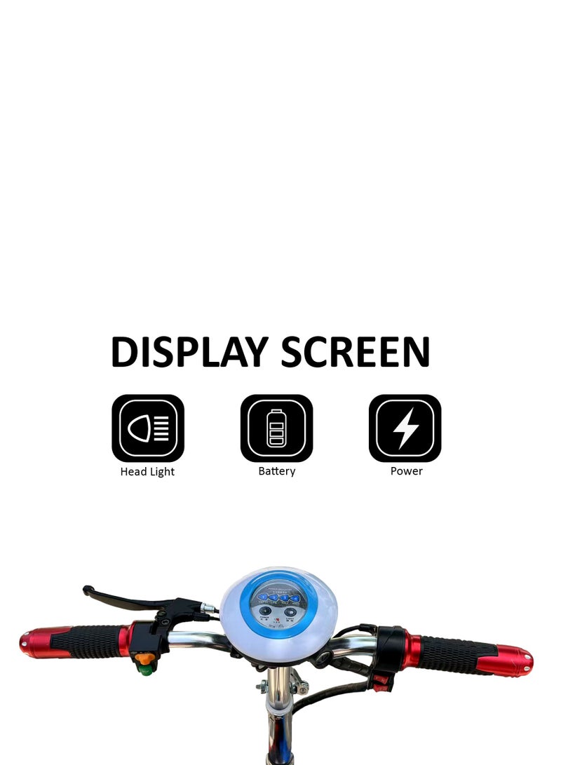 Mytoys Three Wheels Electric Scooter MT540 350W Brushless Motor Max Speed 35Km/H Drive, Three Gear 12Inch Tire in Front, Rear Flashing Turn Signals, Folding Commuting Scooter 36V 12Ah Lead Acid Battery - Image 4