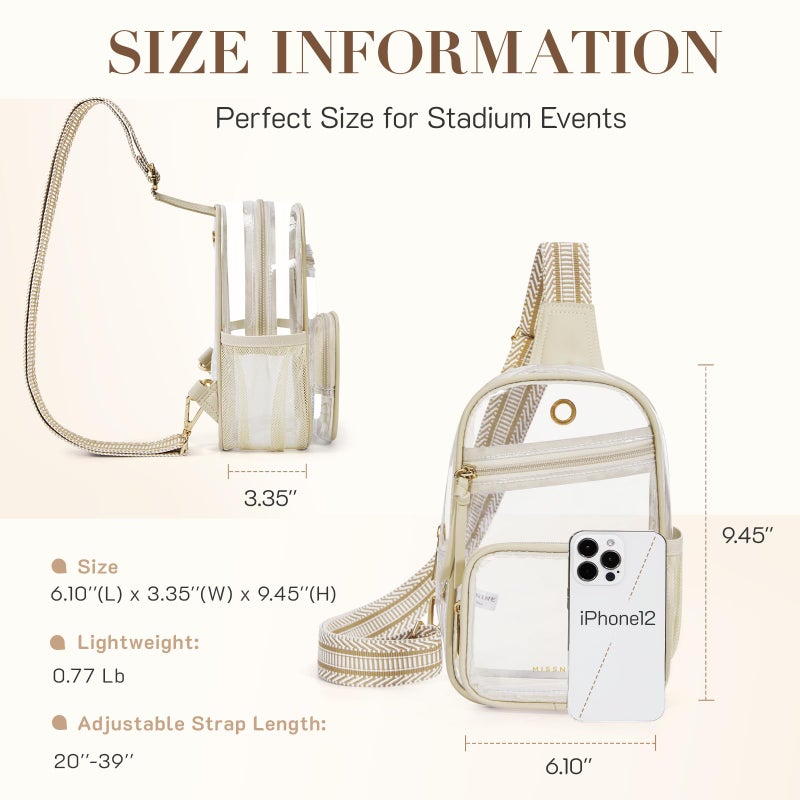Missnine Clear Bag for Stadium Events Clear Sling Bag Fanny Pack Crossbody Purse for Sport Concert with Side Mesh Pocket - Image 4