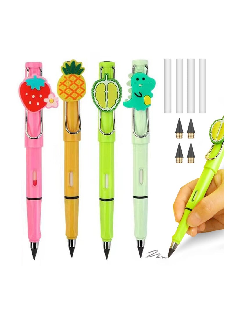 NIIMBOT 4 Pcs Cartoon Inkless Pencils,Cartoon Infinity Pencil Eternal And 4pcs Replacement Pencils Nibs,Cartoon Unlimited Pencil, Pencil For Kids Reusable Infinity Pencil Writing Sketching  - Image 2