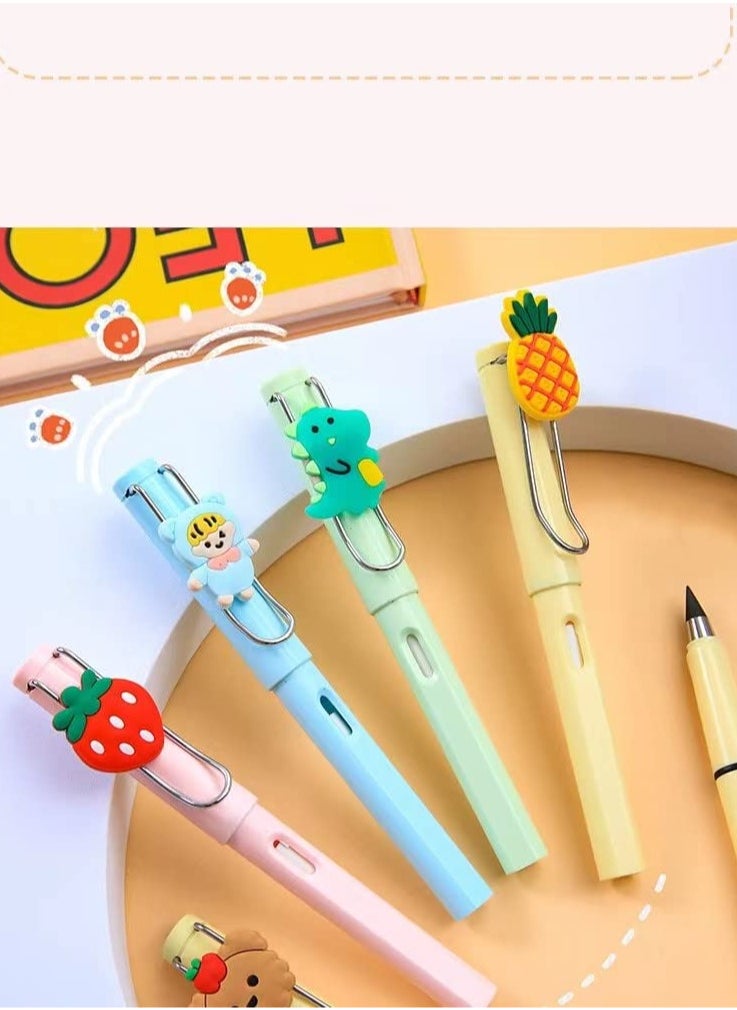 Generic 4 Pcs Cartoon Inkless Pencils,Cartoon Infinity Pencil Eternal And 4pcs Replacement Pencils Nibs,Cartoon Unlimited Pencil, Pencil For Kids Reusable Infinity Pencil Writing Sketching  - Image 5