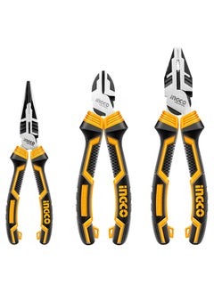 INGCO 3 PCS High Leverage Pliers Set 8 Combination Pliers and 7 Diagonal Cutting Pliers and 6 Long Nose Pliers  - Image 1