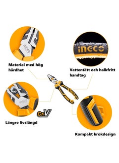 INGCO 3 PCS High Leverage Pliers Set 8 Combination Pliers and 7 Diagonal Cutting Pliers and 6 Long Nose Pliers  - Image 2