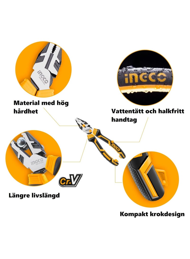 INGCO 3 PCS High Leverage Pliers Set 8 Combination Pliers and 7 Diagonal Cutting Pliers and 6 Long Nose Pliers - Image 2
