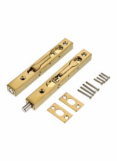 Y&D 2 Pcs 6 Inch Door Bolts - Stainless Steel Concealed Security French Locks with Hardwares, Metal Flush Latch for Composite Wood Double Dummy Door, Gold  - Image 1