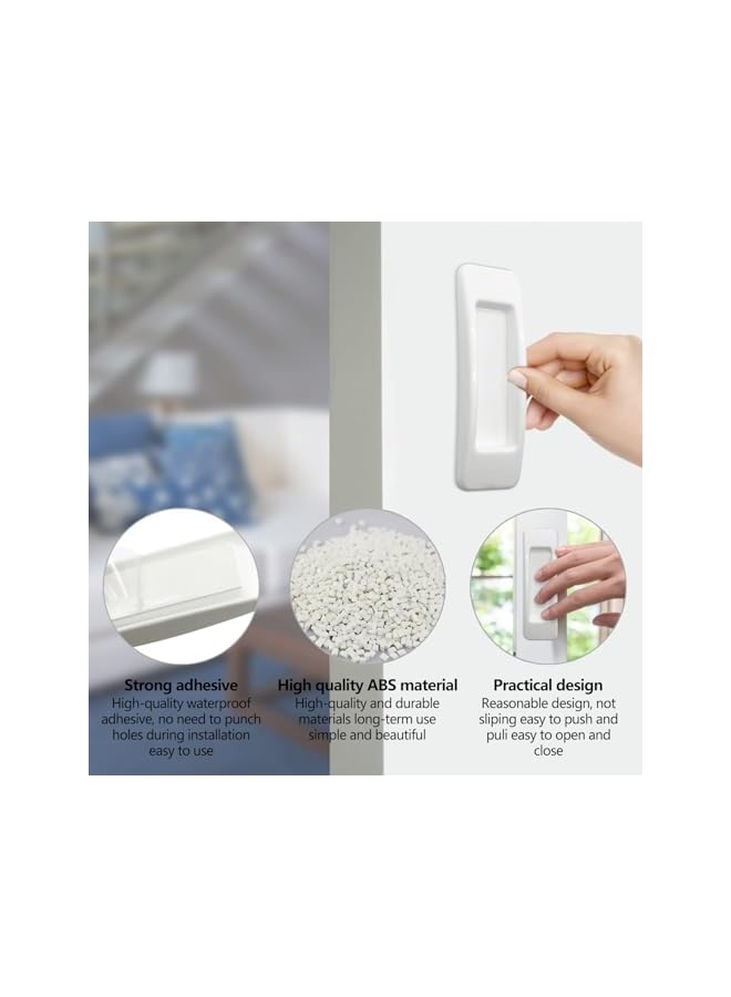 The Bros Pack of 6 Self-Adhesive Sliding Door Safety Handles, Easy to Open Self-Stick Instant Drawer Handle, Self-Stick Handle for Kitchen Cupboards, Plastic (White) - Image 4